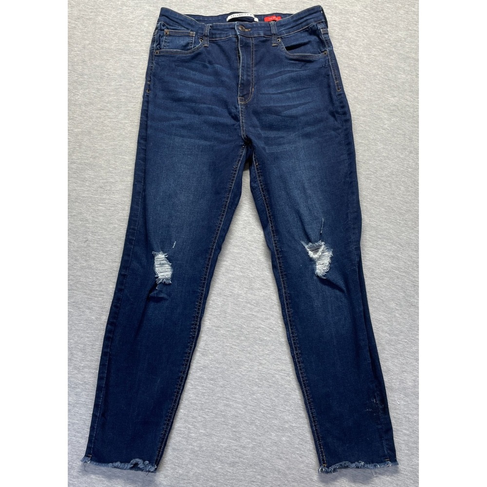 Celebrity Pink The Spice Jeans Womens 15/32 Blue Raw Hem Distressed Skinny Leg